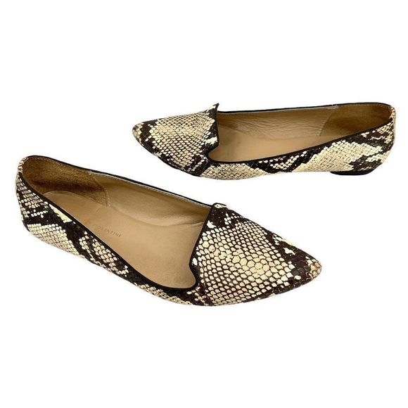 Mercanti Fiorentini Italian Leather Snake Skin Loafer Flats - Picture 2 of 9